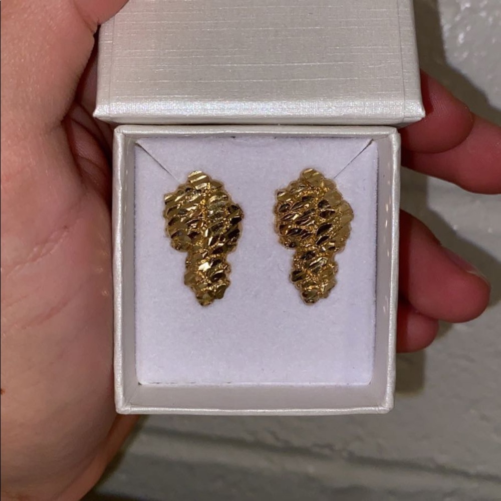 Gold nugget earrings